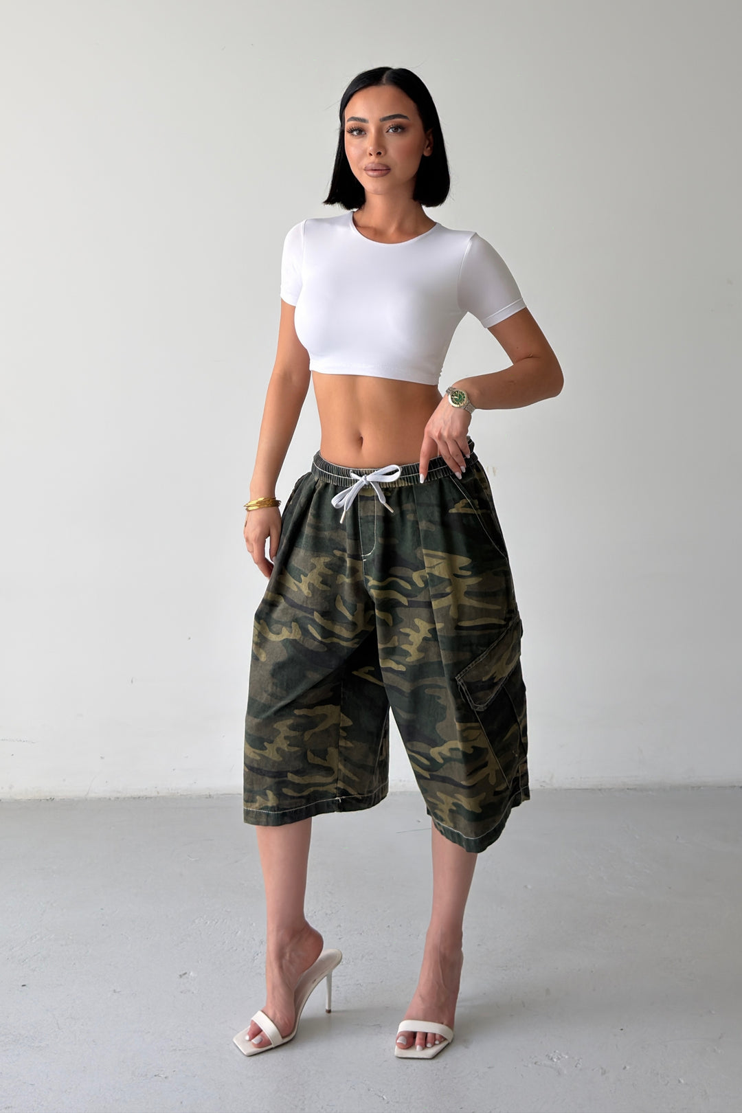 Routines Balloon Camouflage Cargo Shorts - Khaki 2036
