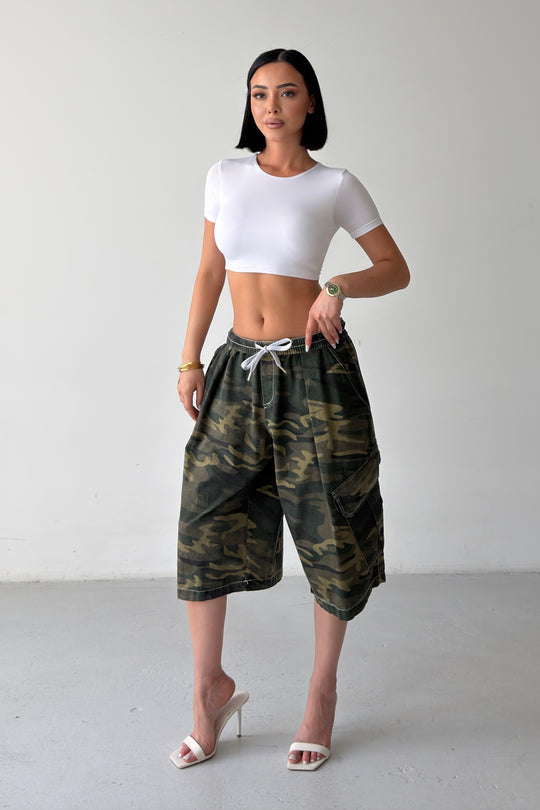 Routines Balloon Camouflage Cargo Shorts - Khaki 2036