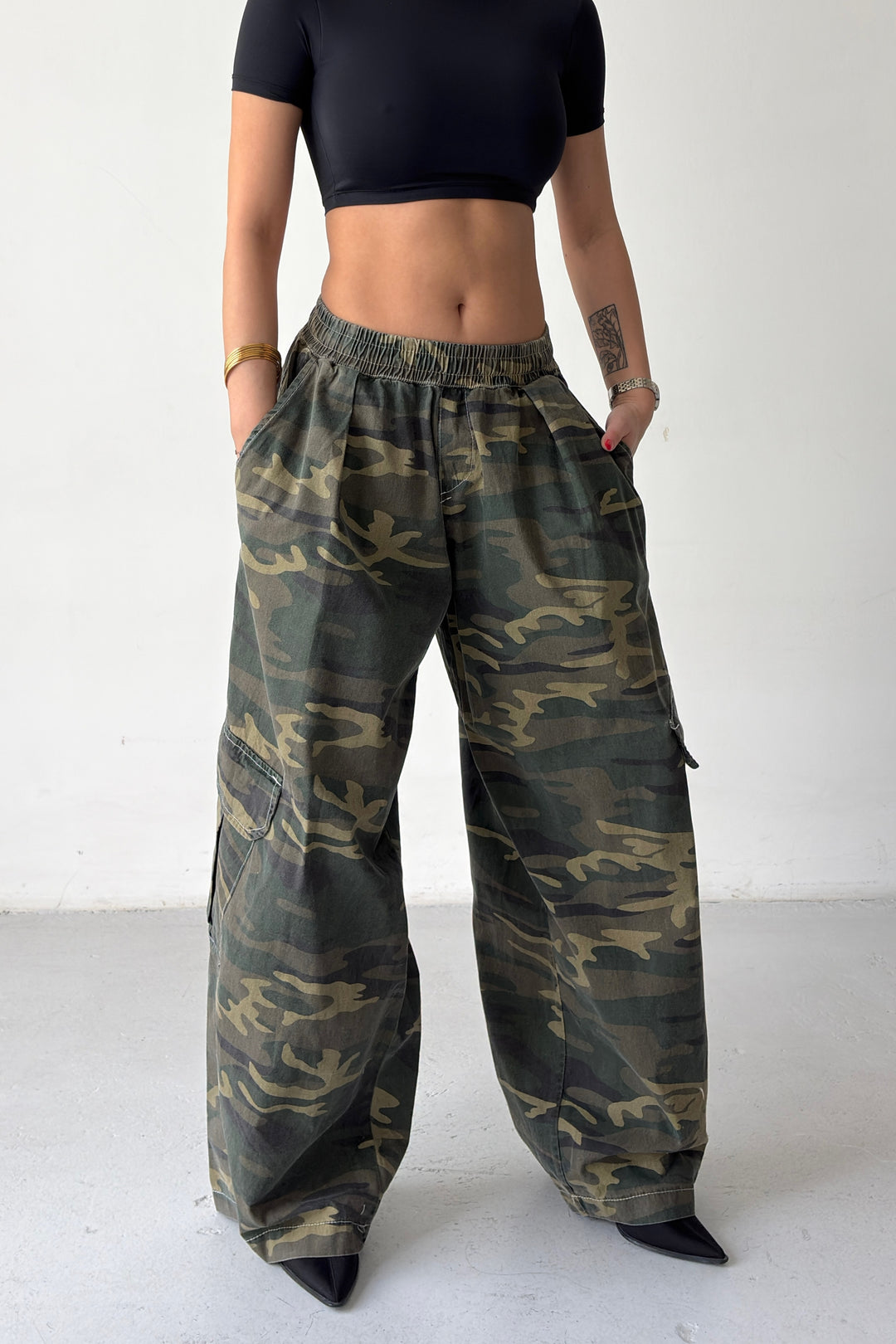 Routines Balloon Camouflage Cargo Pants - Khaki 2029