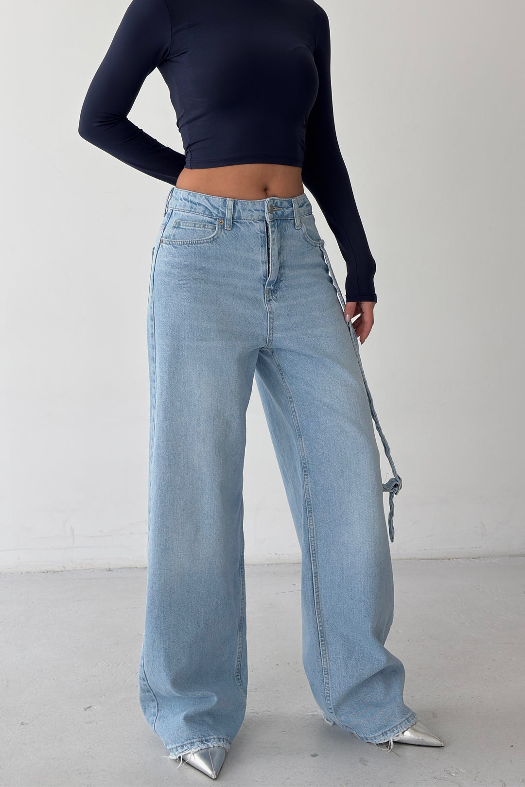 Routines Belt Baggy Straight Jeans - Light Blue 3775 - ROUTINES
