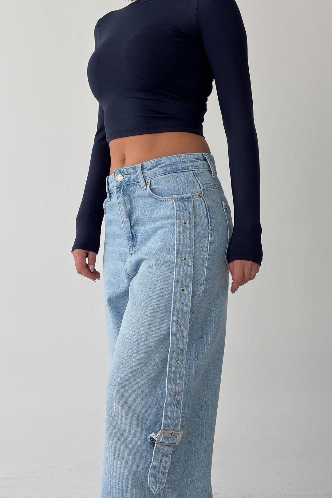 Routines Belt Baggy Straight Jeans - Light Blue 3775 - ROUTINES