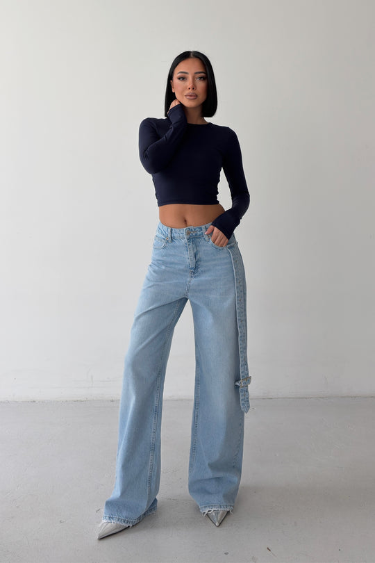 Routines Belt Baggy Straight Jeans - Light Blue 3775 - ROUTINES
