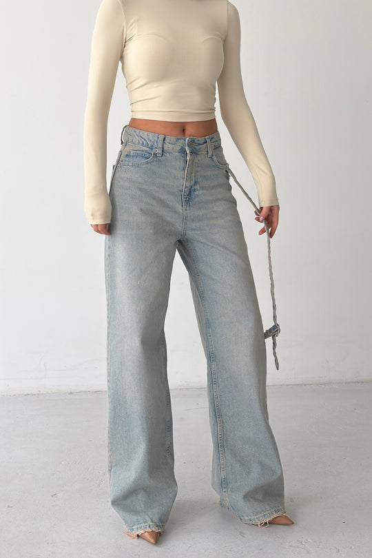 Routines Belt Baggy Straight Jeans - Vintage Blue 3775 - ROUTINES