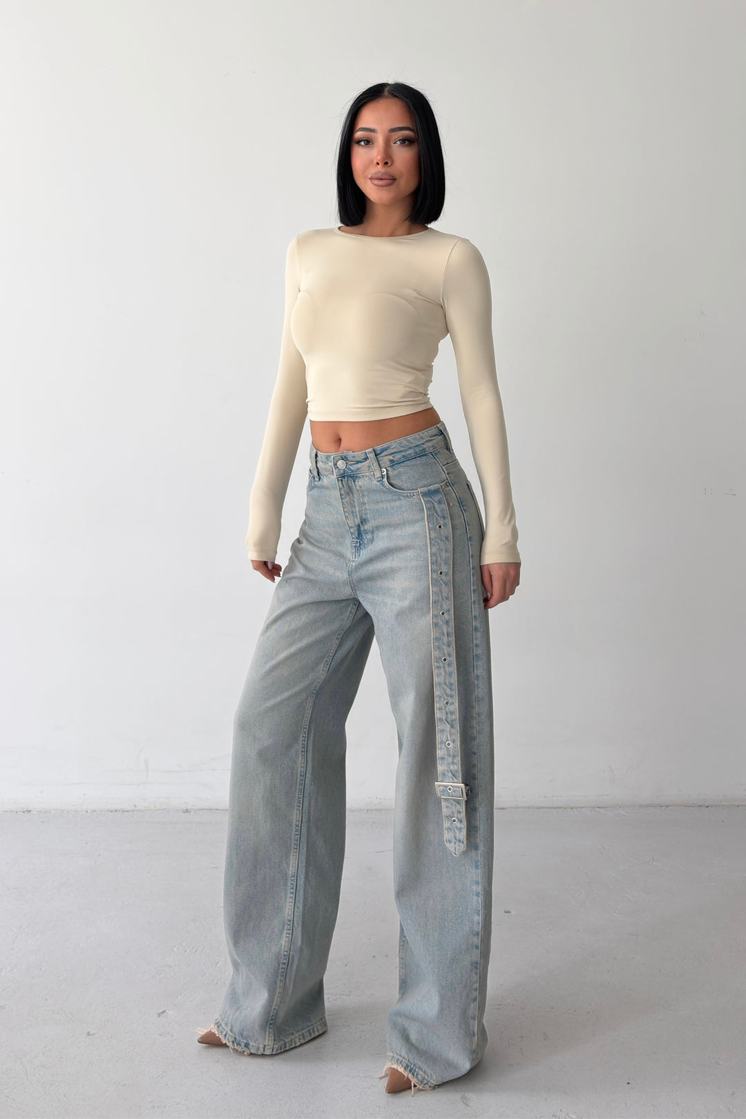 Routines Belt Baggy Straight Jeans - Vintage Blue 3775 - ROUTINES