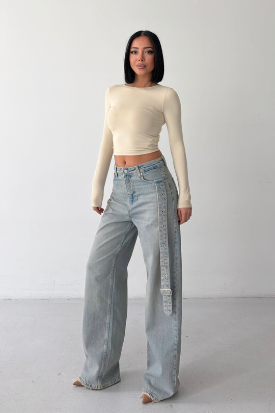 Routines Belt Baggy Straight Jeans - Vintage Blue 3775 - ROUTINES