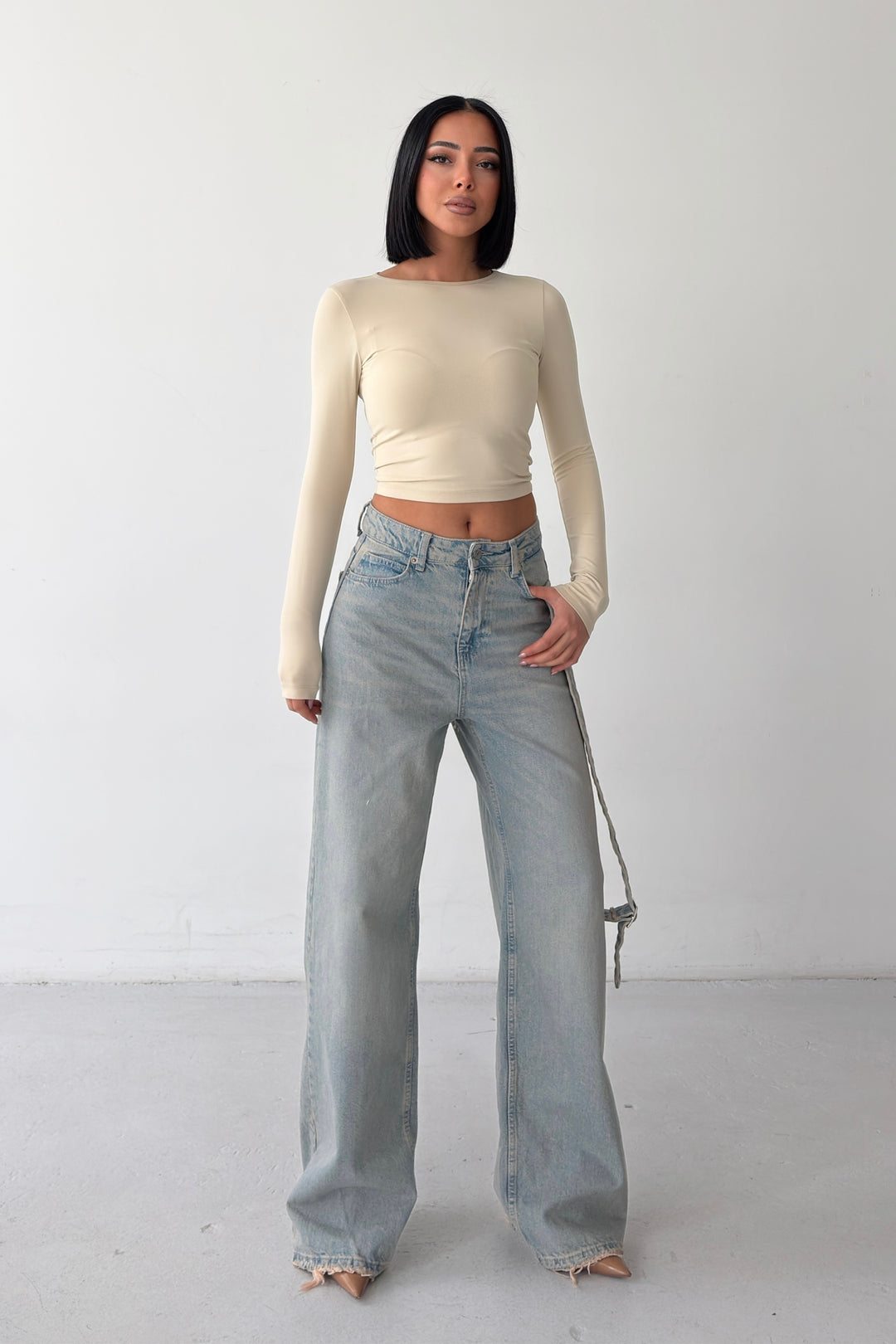 Routines Belt Baggy Straight Jeans - Vintage Blue 3775 - ROUTINES