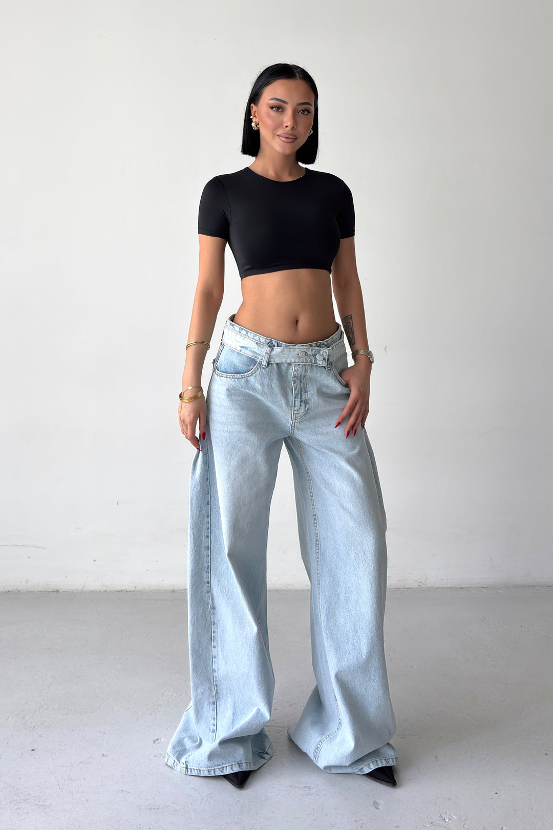 Routines Belted Waist Baggy Jeans 1540-1