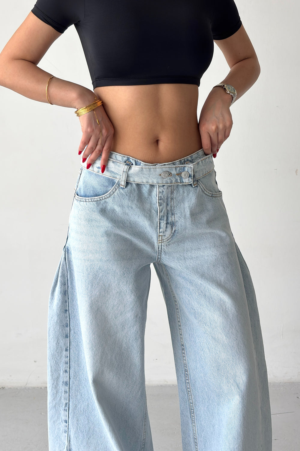 Routines Belted Waist Baggy Jeans 1540-1