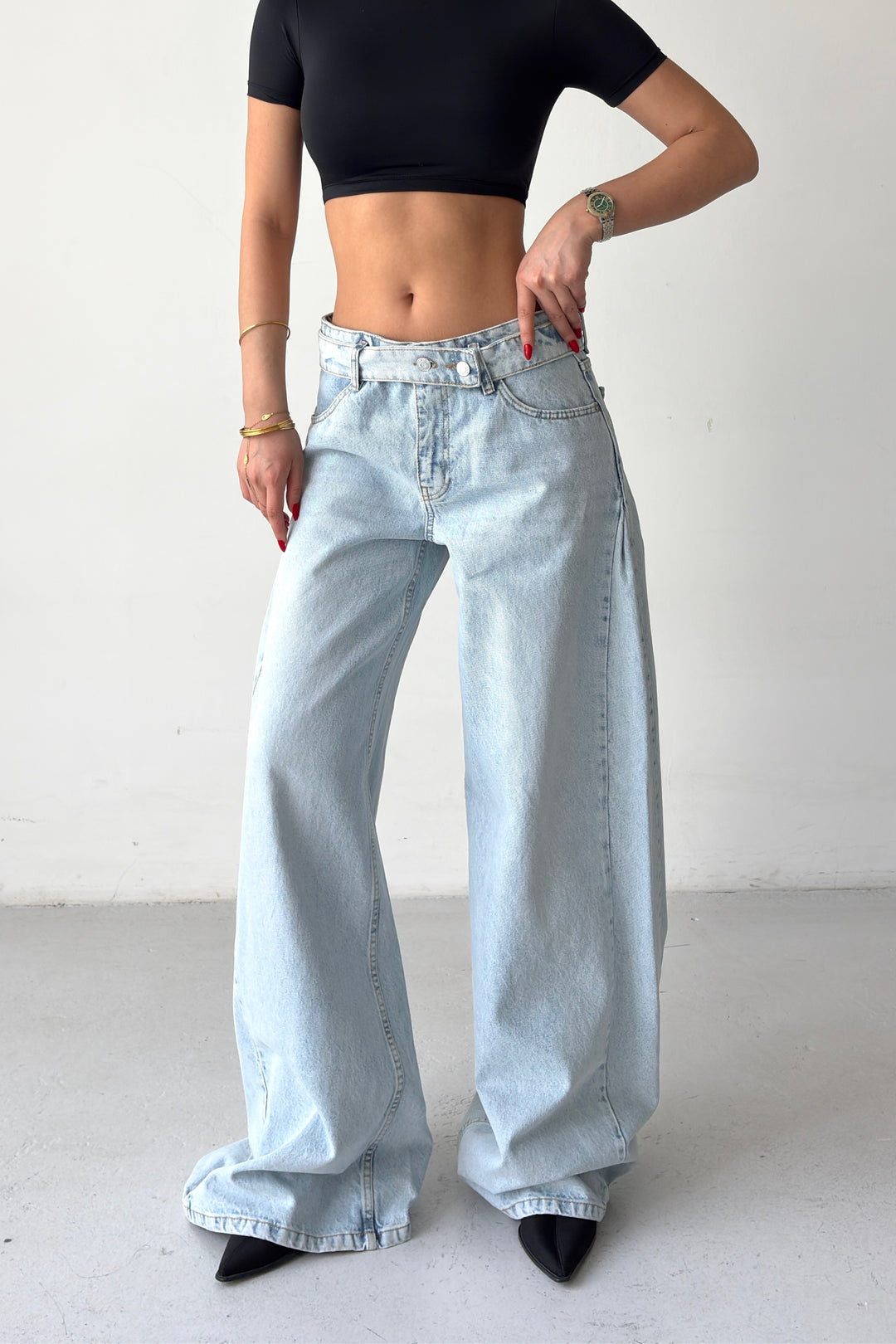 Routines Belted Waist Baggy Jeans 1540-1