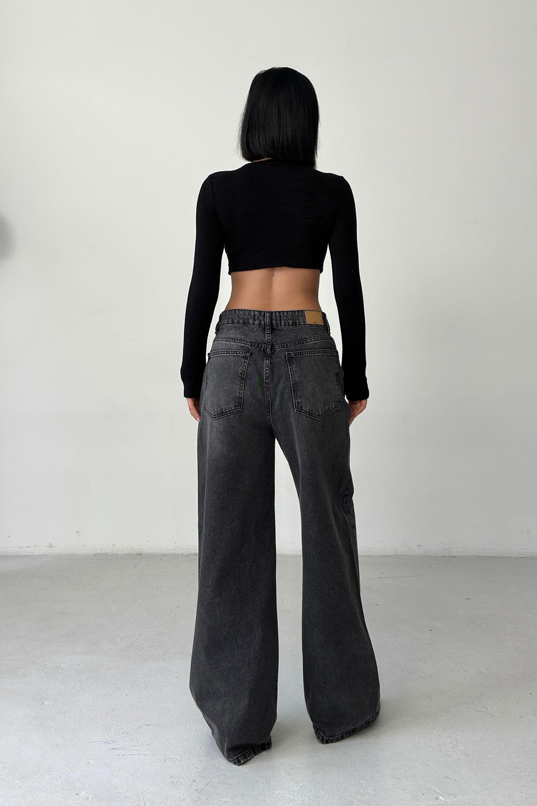 Routines Buttons Detail Baggy Jeans - Washed Black 4481 - ROUTINES