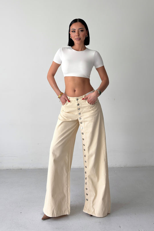 Routines Buttons Detail Jeans - Beige 1906