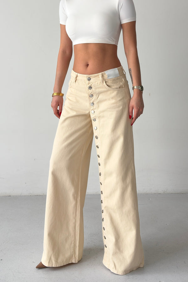 Routines Buttons Detail Jeans - Beige 1906