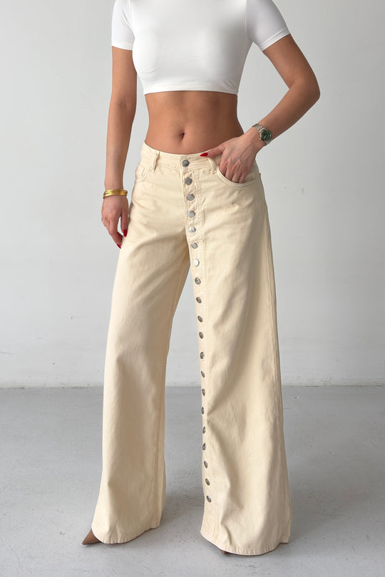 Routines Buttons Detail Jeans - Beige 1906