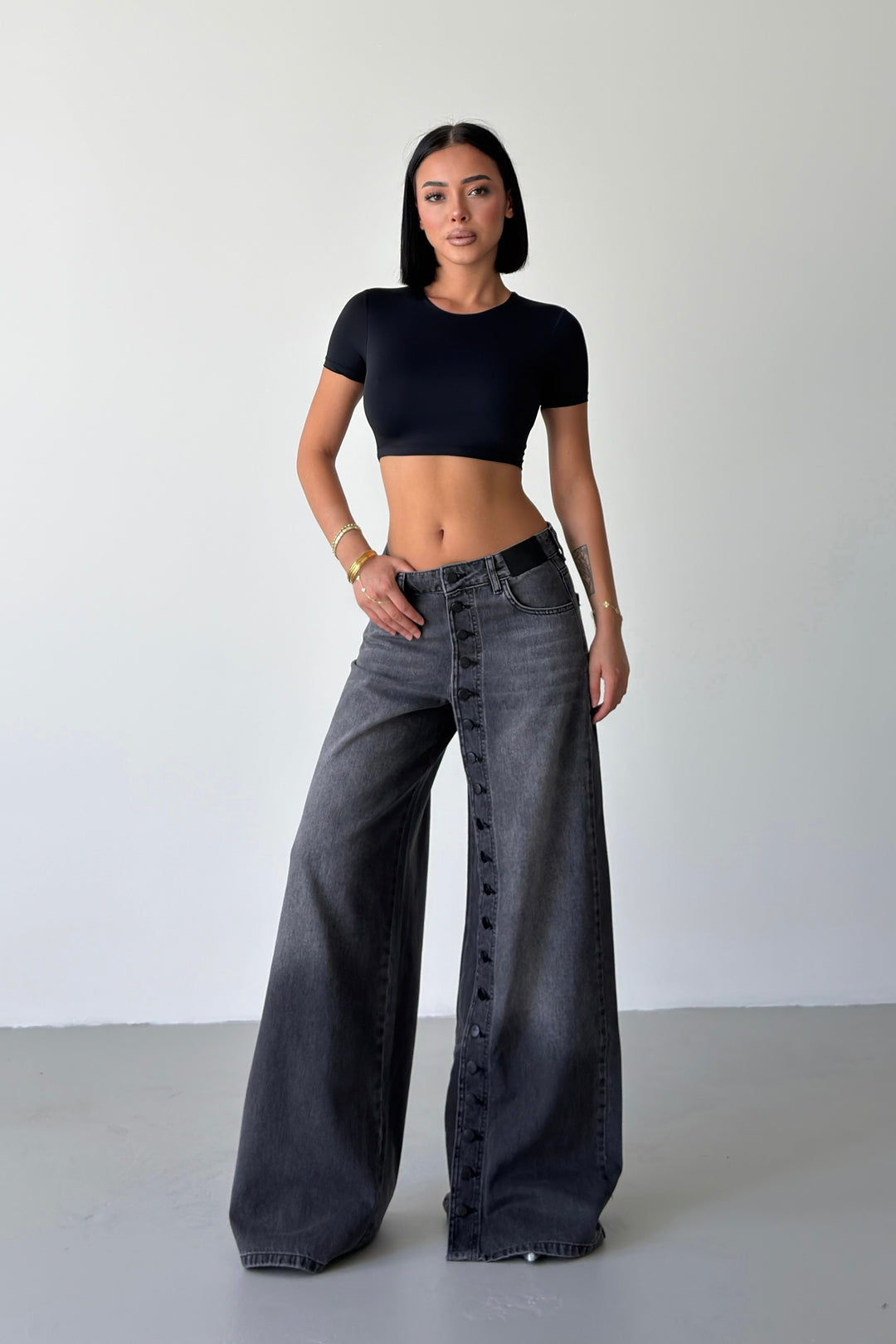 Routines Buttons Detail Jeans - Black 1906 - ROUTINES