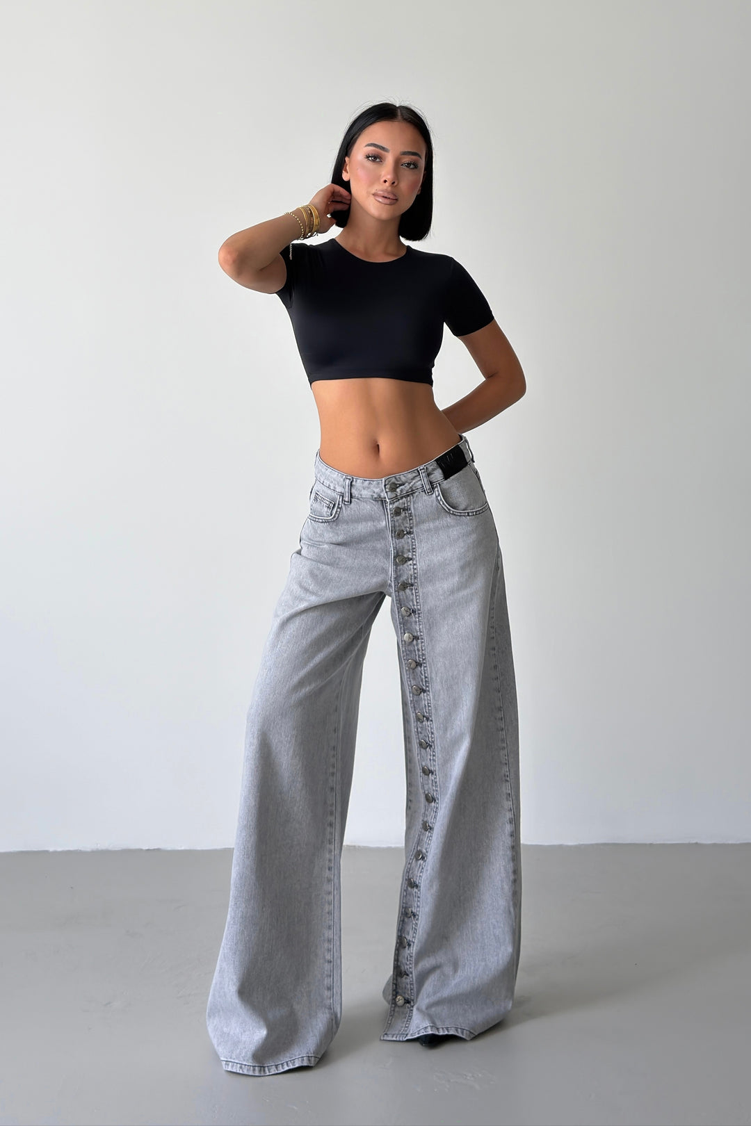 Routines Buttons Detail Jeans - Grey 1906 - ROUTINES