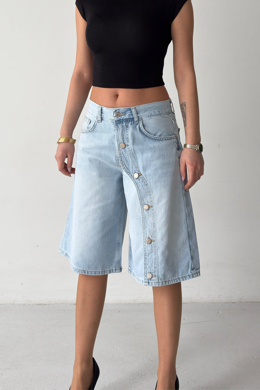 Routines Buttons Detail Jorts - Light Blue 4886 - ROUTINES