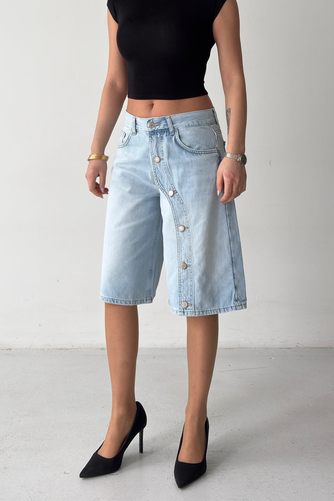 Routines Buttons Detail Jorts - Light Blue 4886 - ROUTINES