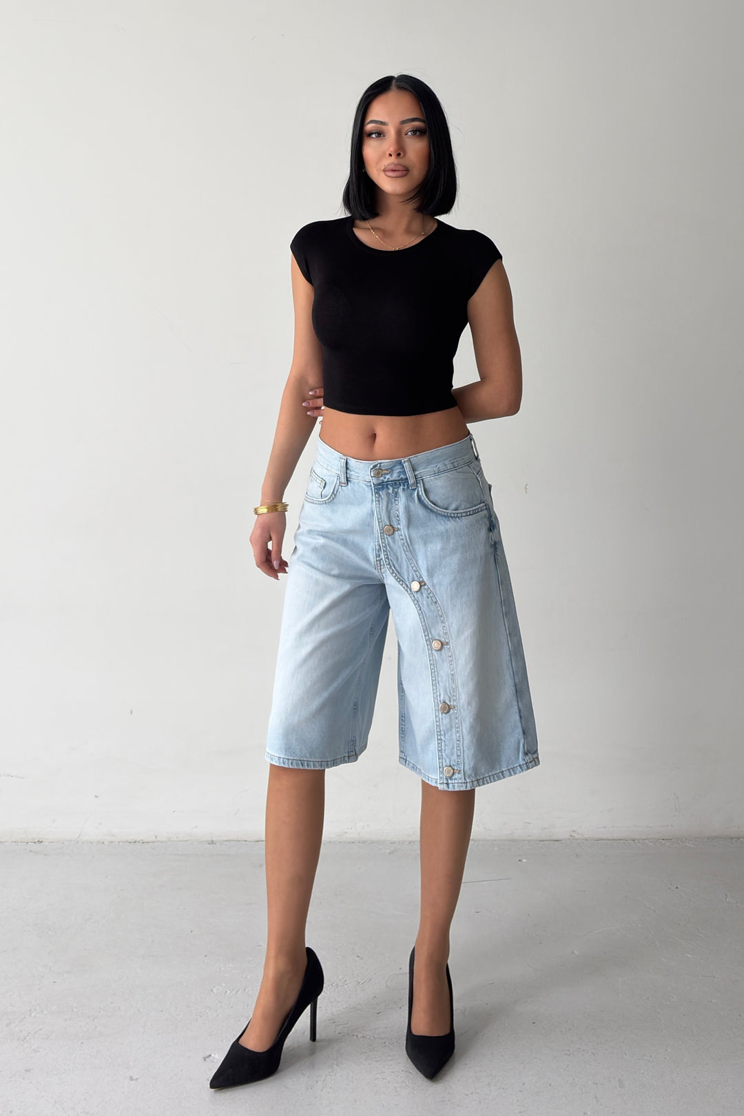 Routines Buttons Detail Jorts - Light Blue 4886 - ROUTINES