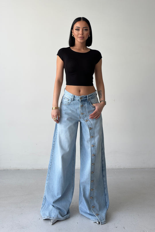 Routines Buttons Detail Wide Leg Jeans 4840 - ROUTINES