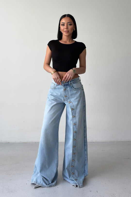 Routines Buttons Detail Wide Leg Jeans 4840 - ROUTINES