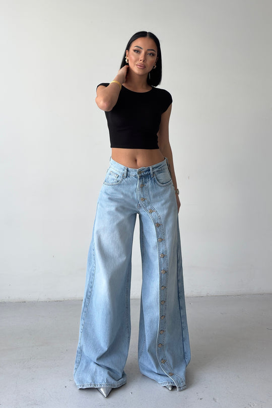 Routines Buttons Detail Wide Leg Jeans 4840 - ROUTINES