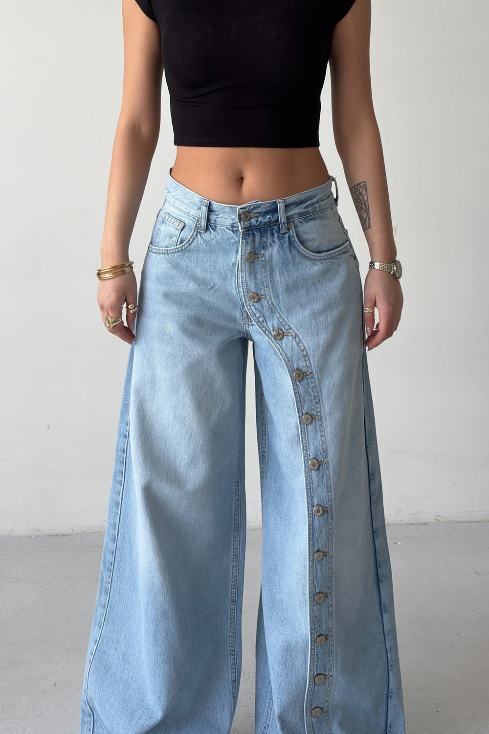 Routines Buttons Detail Wide Leg Jeans 4840 - ROUTINES