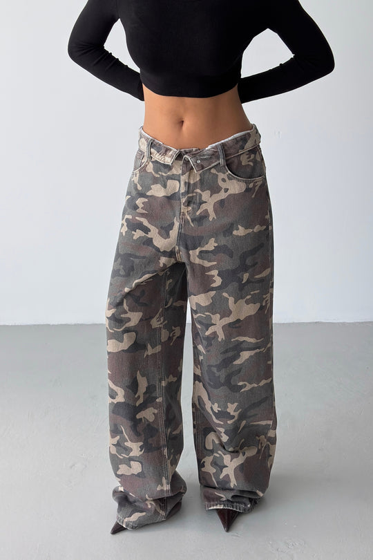 Routines Camouflage Folded Waist Jeans 2812