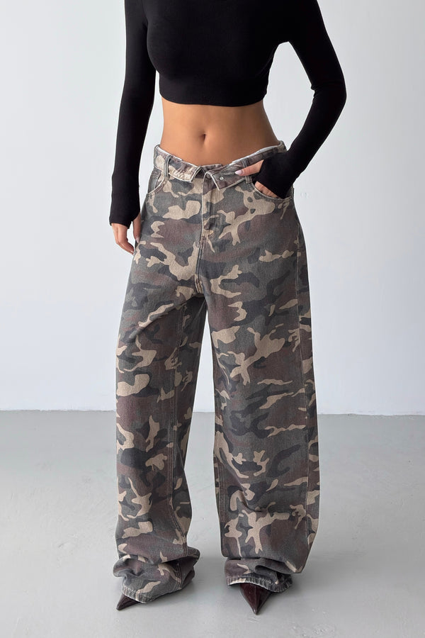 Routines Camouflage Folded Waist Jeans 2812