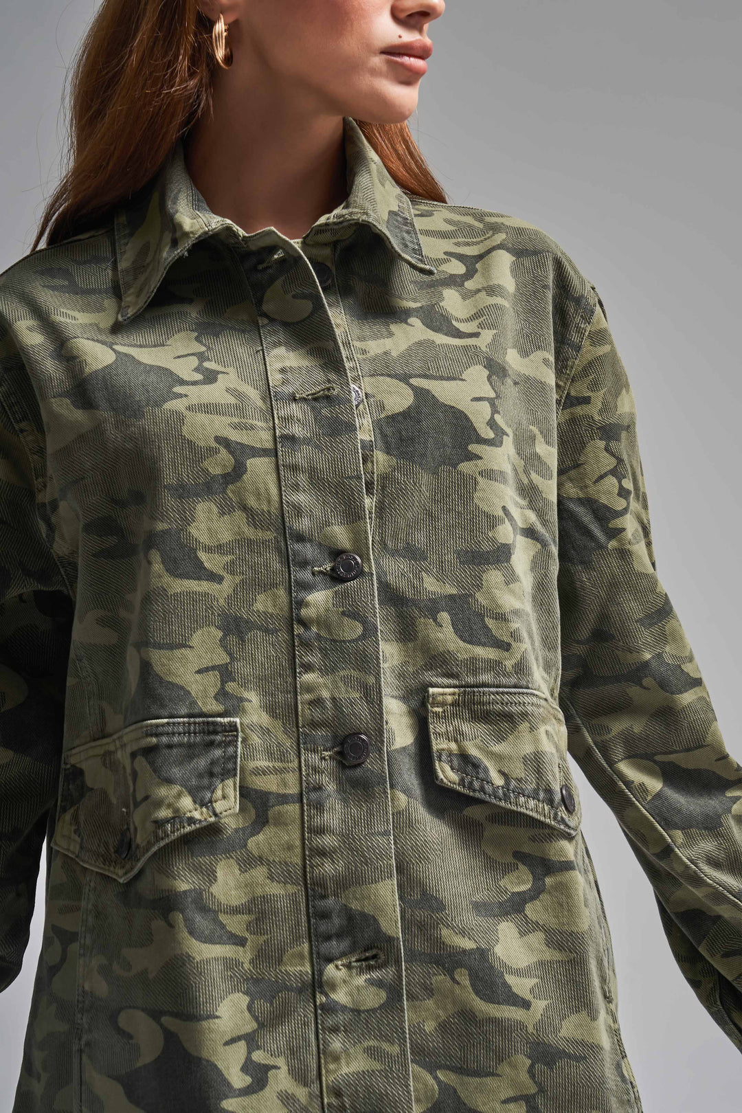 Routines Camouflage Oversized Denim Jacket 3473 - ROUTINES