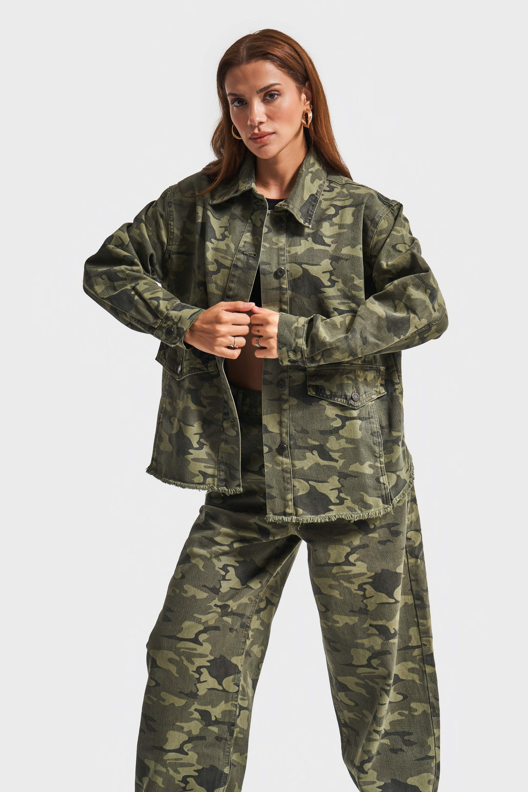 Routines Camouflage Oversized Denim Jacket 3473 - ROUTINES