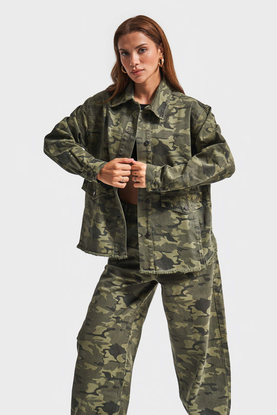Routines Camouflage Oversized Denim Jacket 3473 - ROUTINES