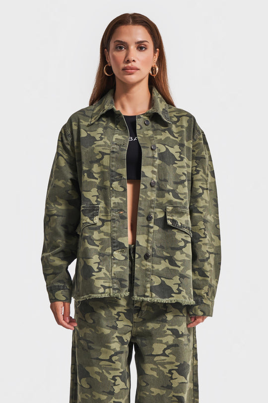 Routines Camouflage Oversized Denim Jacket 3473 - ROUTINES