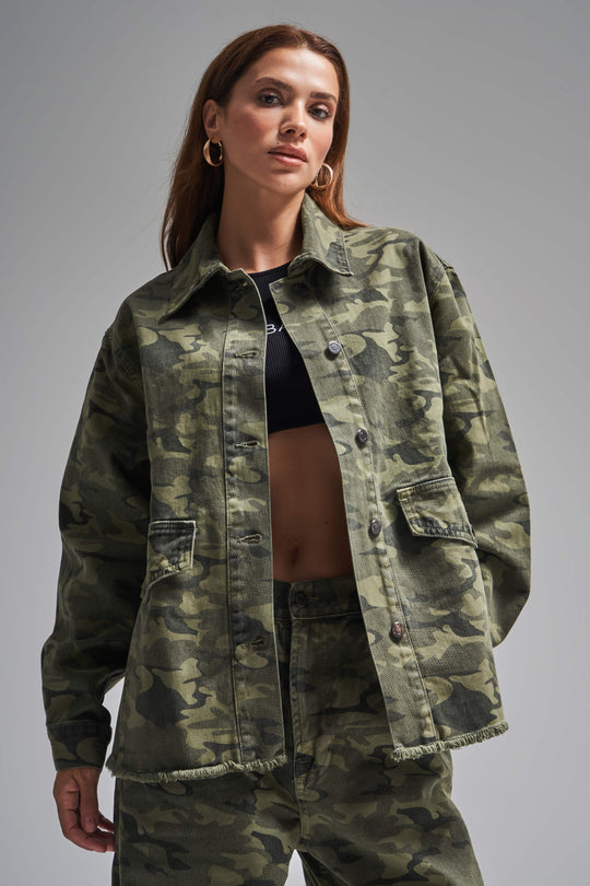 Routines Camouflage Oversized Denim Jacket 3473 - ROUTINES