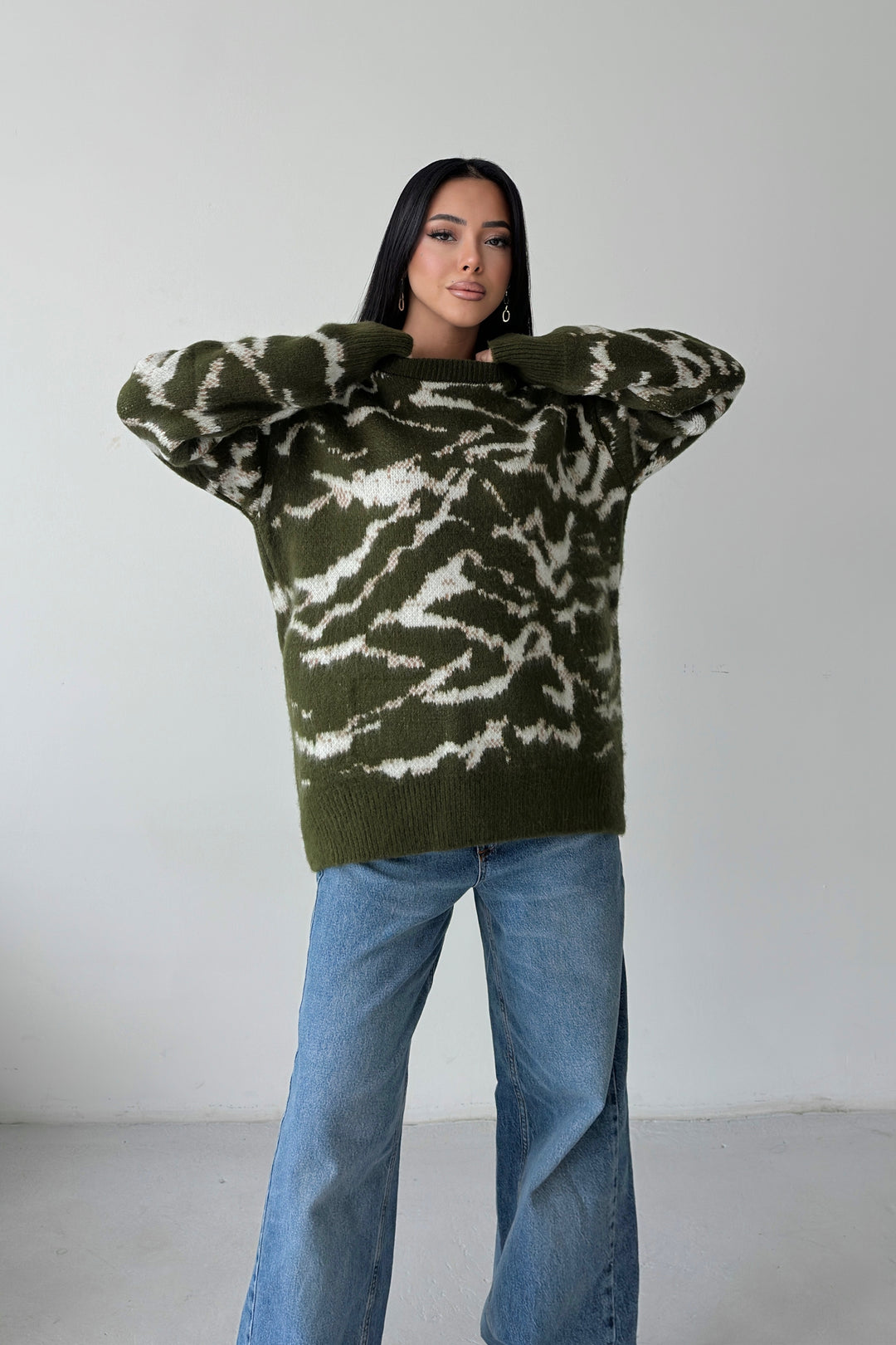Routines Camouflage Oversized Knit - Army Green 0138 - ROUTINES