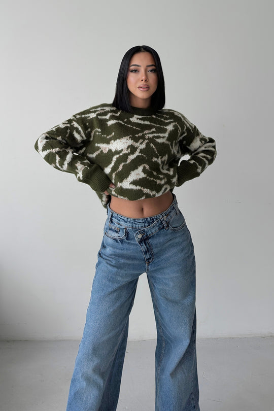 Routines Camouflage Oversized Knit - Army Green 0138 - ROUTINES