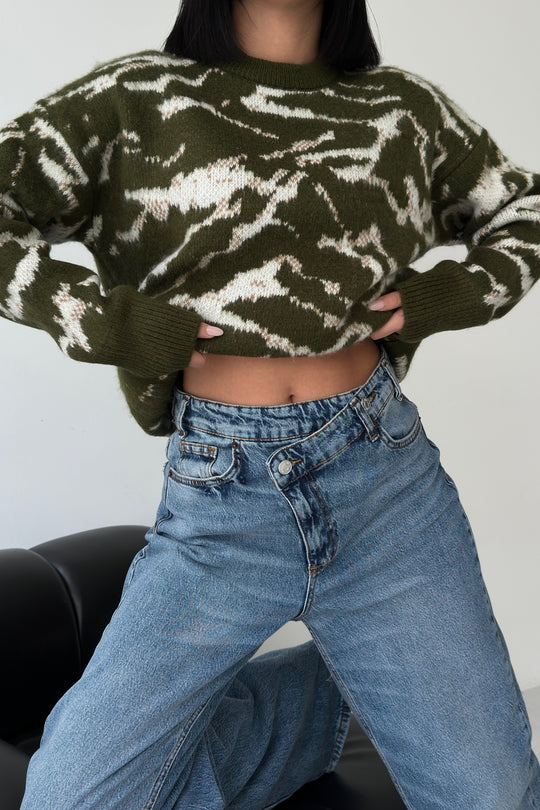 Routines Camouflage Oversized Knit - Army Green 0138 - ROUTINES