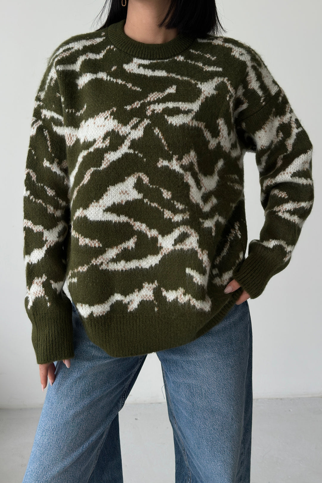 Routines Camouflage Oversized Knit - Army Green 0138 - ROUTINES