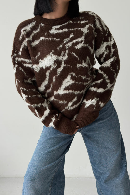 Routines Camouflage Oversized Knit - Brown 0138 - ROUTINES