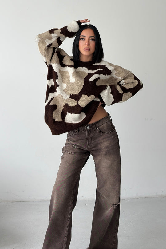 Routines Camouflage Oversized Knit 0155 Knit Routines Fashion