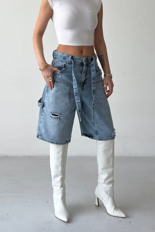 Routines Carpenter Belted Jorts - Light Blue 5615 - ROUTINES