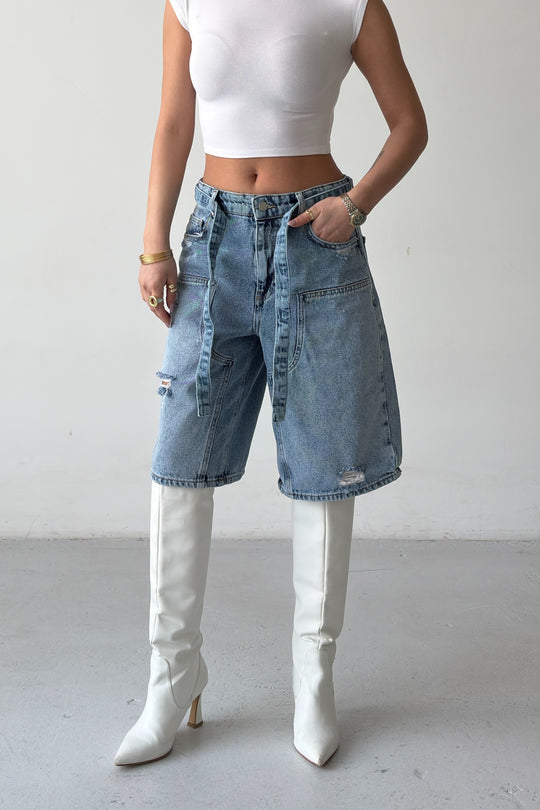 Routines Carpenter Belted Jorts - Light Blue 5615 - ROUTINES