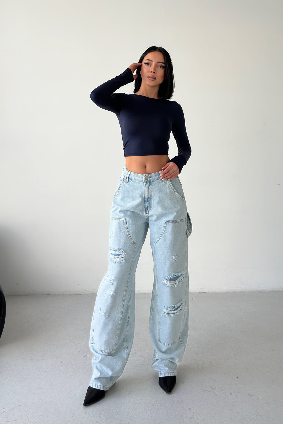 Routines Carpenter Ripped Jeans - Light Blue 1361-3