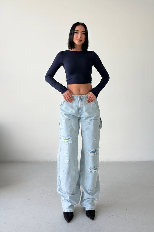 Routines Carpenter Ripped Jeans - Light Blue 1361-3