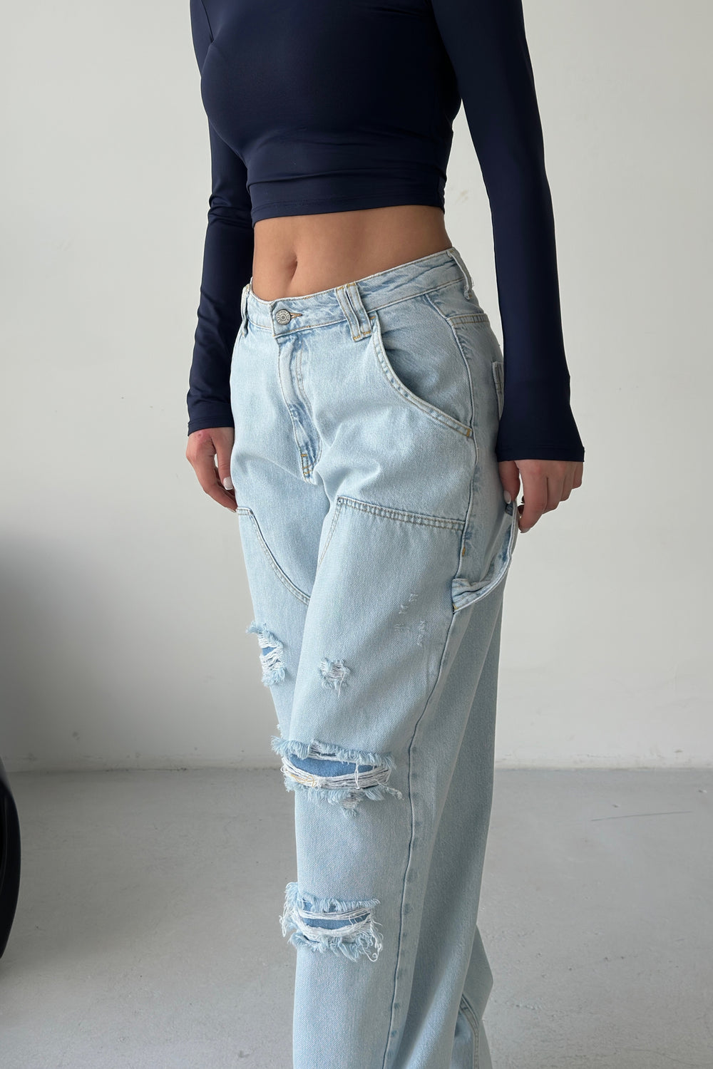 Routines Carpenter Ripped Jeans - Light Blue 1361-3