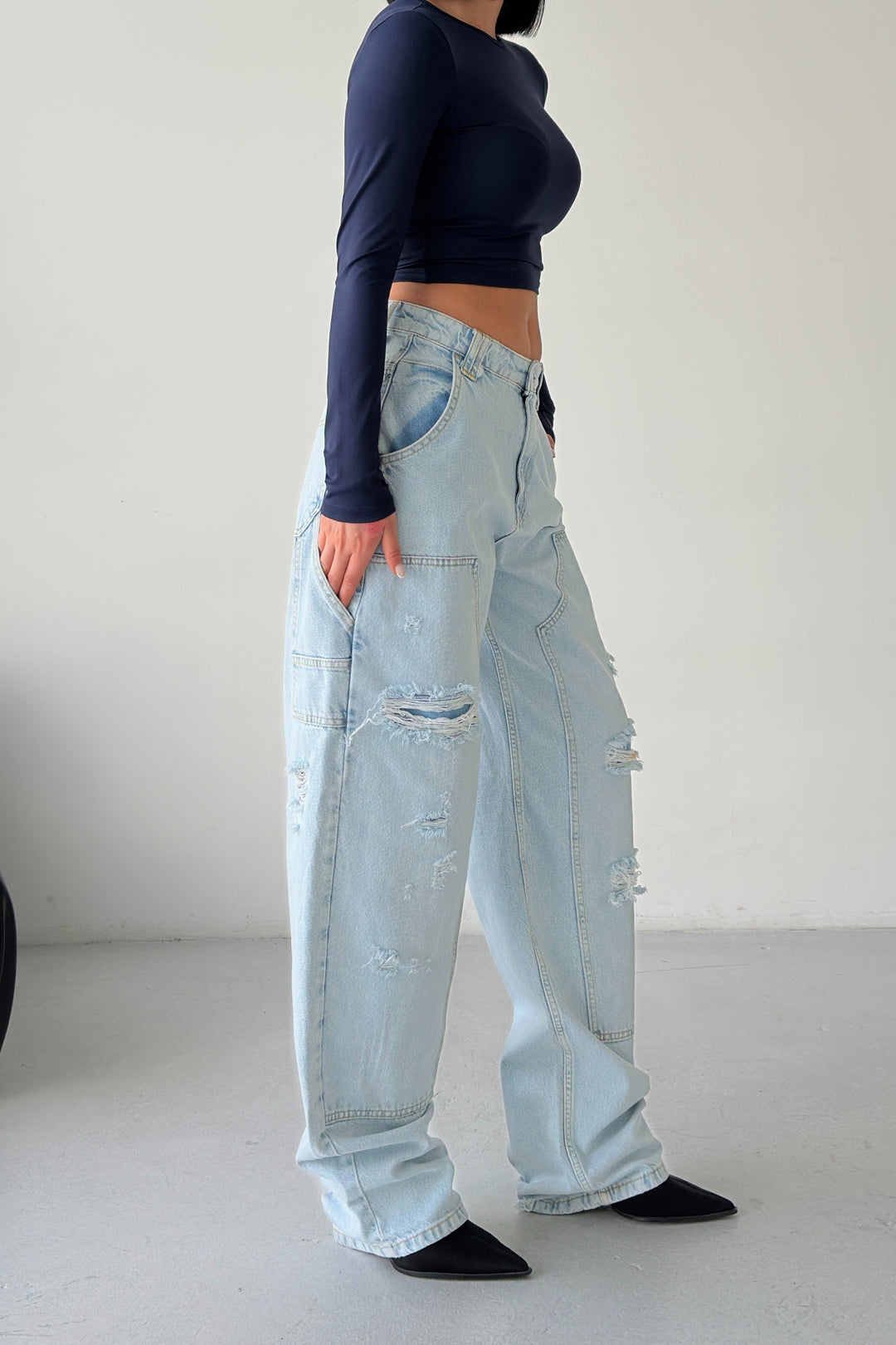 Routines Carpenter Ripped Jeans - Light Blue 1361-3