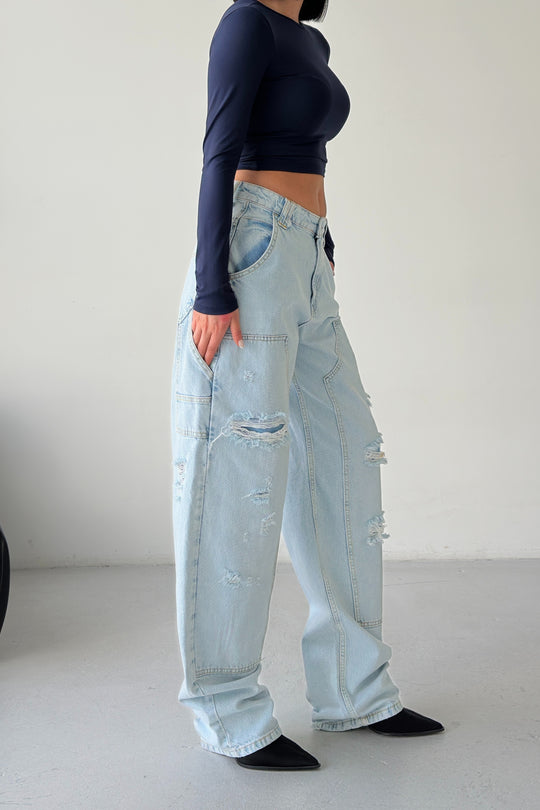 Routines Carpenter Ripped Jeans - Light Blue 1361-3