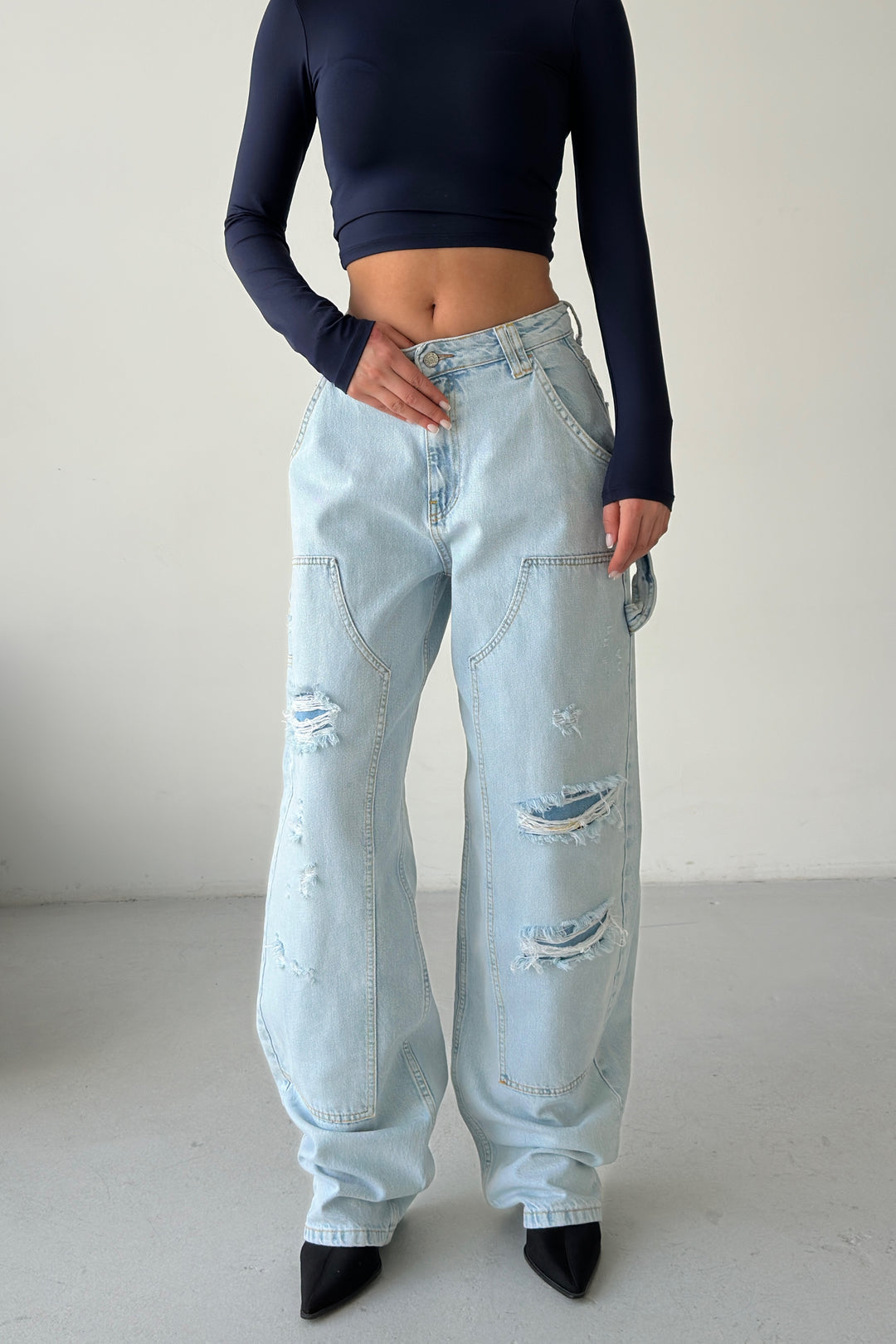 Routines Carpenter Ripped Jeans - Light Blue 1361-3