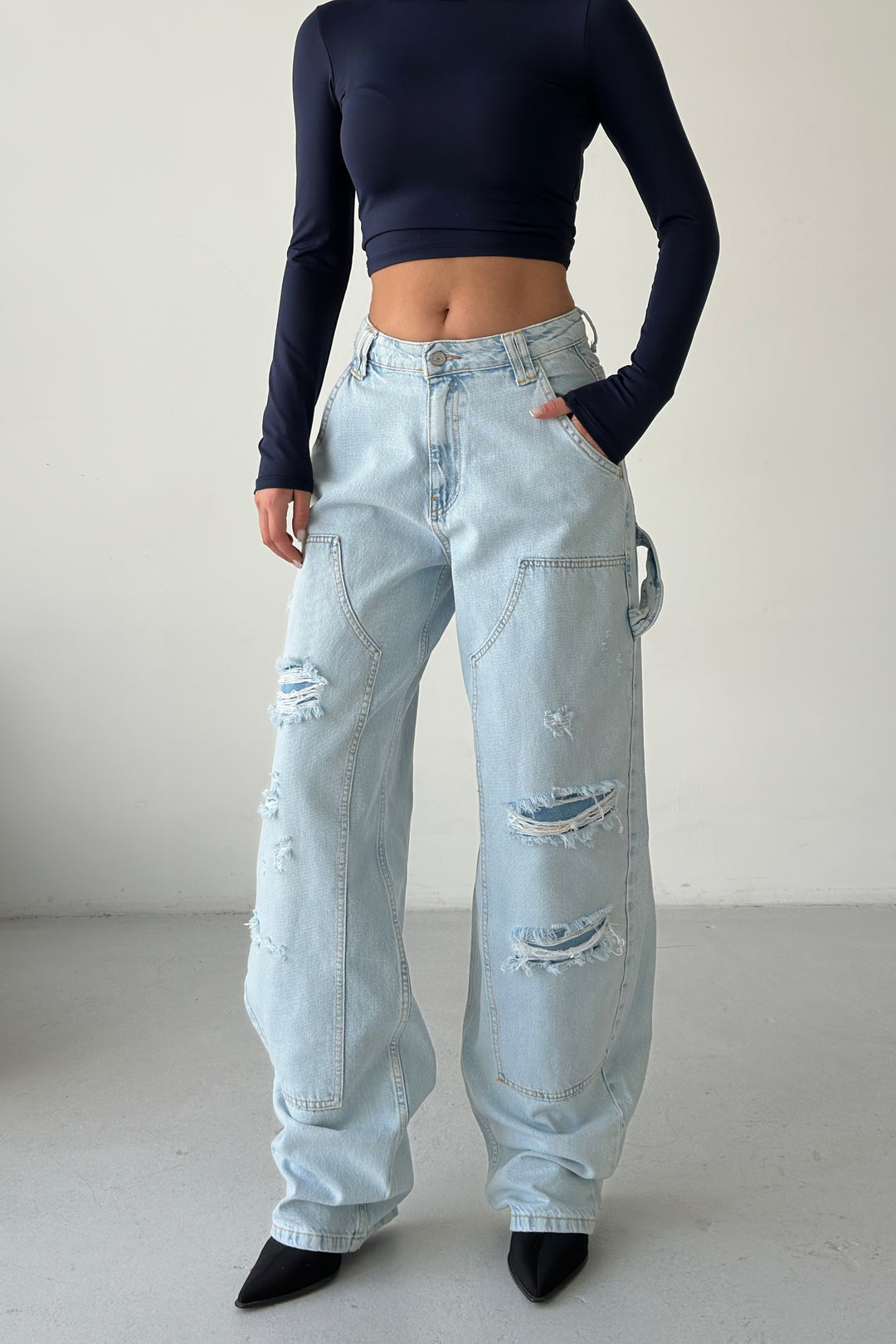 Routines Carpenter Ripped Jeans - Light Blue 1361-3