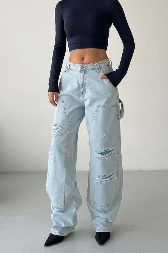 Routines Carpenter Ripped Jeans - Light Blue 1361-3