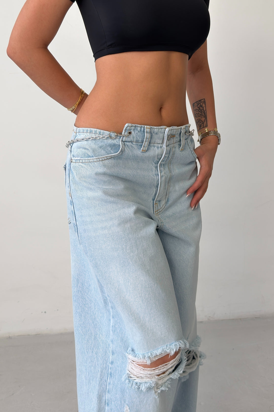 Routines Chain Detail Ripped Jeans 1539-1